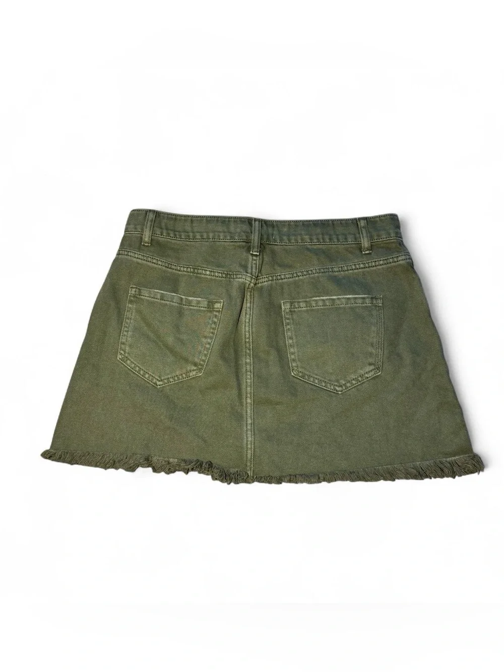 NWT By Together olive green denim mini skirt with frayed hem🫧